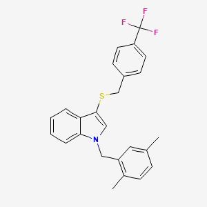 molecular formula C25H22F3NS B2540341 1-(2,5-二甲基苄基)-3-((4-(三氟甲基)苄基)硫代)-1H-吲哚 CAS No. 681279-38-9