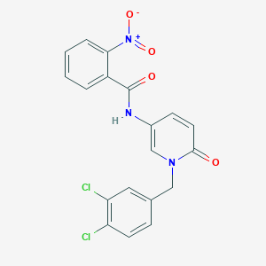 molecular formula C19H13Cl2N3O4 B2540377 N-[1-(3,4-dichlorobenzyl)-6-oxo-1,6-dihydro-3-pyridinyl]-2-nitrobenzenecarboxamide CAS No. 339009-14-2