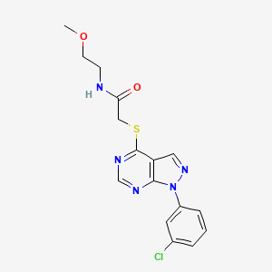 molecular formula C16H16ClN5O2S B2540421 2-{[1-(3-chlorophenyl)-1H-pyrazolo[3,4-d]pyrimidin-4-yl]sulfanyl}-N-(2-methoxyethyl)acetamide CAS No. 893922-82-2