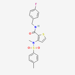 molecular formula C20H19FN2O3S2 B2540422 N-(4-fluorobenzyl)-3-{methyl[(4-methylphenyl)sulfonyl]amino}thiophene-2-carboxamide CAS No. 1226457-85-7