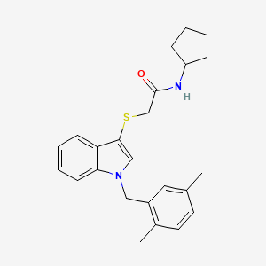 molecular formula C24H28N2OS B2540426 N-cyclopentyl-2-((1-(2,5-dimethylbenzyl)-1H-indol-3-yl)thio)acetamide CAS No. 851412-75-4