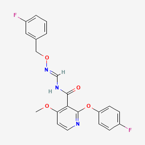 molecular formula C21H17F2N3O4 B2540443 N-({[(3-fluorobenzyl)oxy]imino}methyl)-2-(4-fluorophenoxy)-4-methoxynicotinamide CAS No. 341966-75-4