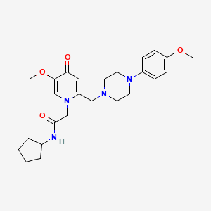 molecular formula C25H34N4O4 B2540463 N-cyclopentyl-2-(5-methoxy-2-{[4-(4-methoxyphenyl)piperazin-1-yl]methyl}-4-oxo-1,4-dihydropyridin-1-yl)acetamide CAS No. 921463-79-8