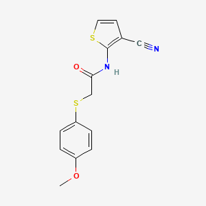molecular formula C14H12N2O2S2 B2540465 N-(3-cyanothiophen-2-yl)-2-((4-methoxyphenyl)thio)acetamide CAS No. 941907-73-9