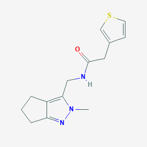 molecular formula C14H17N3OS B2540479 N-((2-methyl-2,4,5,6-tetrahydrocyclopenta[c]pyrazol-3-yl)methyl)-2-(thiophen-3-yl)acetamide CAS No. 2034453-82-0