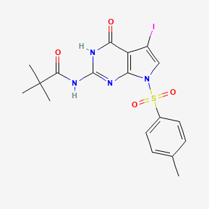 N-(5-iodo-4-oxo-7-tosyl-4,7-dihydro-3H-pyrrolo[2,3-d]pyrimidin-2-yl)pivalamide