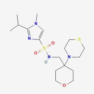 1-Methyl-2-propan-2-yl-N-[(4-thiomorpholin-4-yloxan-4-yl)methyl]imidazole-4-sulfonamide