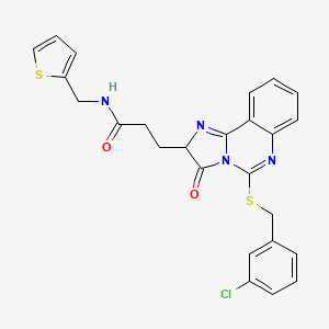 molecular formula C25H21ClN4O2S2 B2540539 3-(5-{[(3-chlorophenyl)methyl]sulfanyl}-3-oxo-2H,3H-imidazo[1,2-c]quinazolin-2-yl)-N-[(thiophen-2-yl)methyl]propanamide CAS No. 1037167-85-3