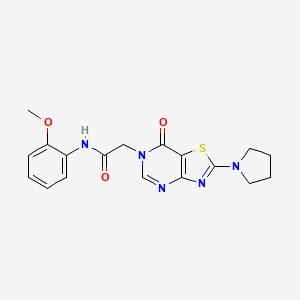 molecular formula C18H19N5O3S B2540547 N-(2-methoxyphenyl)-2-[7-oxo-2-(pyrrolidin-1-yl)-6H,7H-[1,3]thiazolo[4,5-d]pyrimidin-6-yl]acetamide CAS No. 1223961-27-0