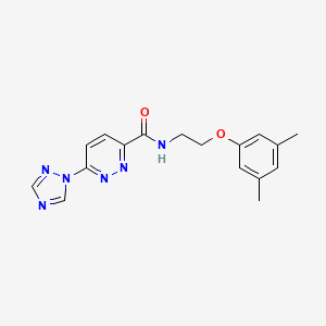 molecular formula C17H18N6O2 B2540550 N-(2-(3,5-dimethylphenoxy)ethyl)-6-(1H-1,2,4-triazol-1-yl)pyridazine-3-carboxamide CAS No. 1448075-34-0