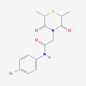 molecular formula C14H15BrN2O3S B2540560 N-(4-bromophenyl)-2-(2,6-dimethyl-3,5-dioxothiomorpholin-4-yl)acetamide CAS No. 868215-27-4
