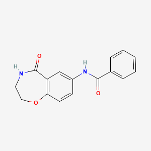 molecular formula C16H14N2O3 B2540596 N-(5-oxo-2,3,4,5-tetrahydrobenzo[f][1,4]oxazepin-7-yl)benzamide CAS No. 922027-22-3