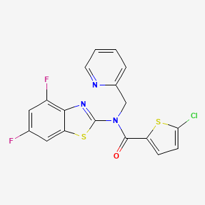 molecular formula C18H10ClF2N3OS2 B2540604 5-chloro-N-(4,6-difluorobenzo[d]thiazol-2-yl)-N-(pyridin-2-ylmethyl)thiophene-2-carboxamide CAS No. 942003-30-7