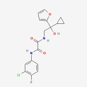 molecular formula C17H16ClFN2O4 B2540621 N'-(3-chloro-4-fluorophenyl)-N-[2-cyclopropyl-2-(furan-2-yl)-2-hydroxyethyl]ethanediamide CAS No. 1396845-16-1
