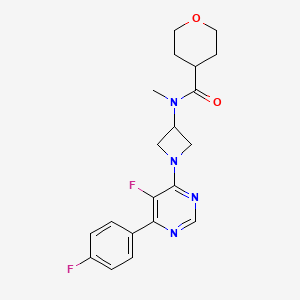 molecular formula C20H22F2N4O2 B2540683 N-{1-[5-fluoro-6-(4-fluorophenyl)pyrimidin-4-yl]azetidin-3-yl}-N-methyloxane-4-carboxamide CAS No. 2380087-43-2