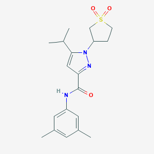 molecular formula C19H25N3O3S B254069 N-(3,5-DIMETHYLPHENYL)-1-(1,1-DIOXIDOTETRAHYDRO-3-THIOPHENYL)-5-ISOPROPYL-1H-PYRAZOLE-3-CARBOXAMIDE 