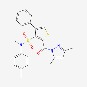 B2540705 2-[(3,5-dimethyl-1H-pyrazol-1-yl)carbonyl]-N-methyl-N-(4-methylphenyl)-4-phenylthiophene-3-sulfonamide CAS No. 1019098-50-0