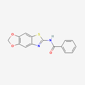 molecular formula C15H10N2O3S B2540724 N-{4,6-dioxa-10-thia-12-azatricyclo[7.3.0.0^{3,7}]dodeca-1(9),2,7,11-tetraen-11-yl}benzamide CAS No. 892853-06-4
