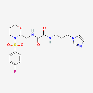 molecular formula C19H24FN5O5S B2540730 N'-{[3-(4-fluorobenzenesulfonyl)-1,3-oxazinan-2-yl]methyl}-N-[3-(1H-imidazol-1-yl)propyl]ethanediamide CAS No. 872881-42-0
