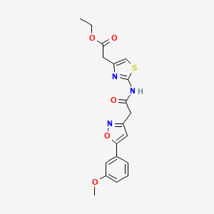 molecular formula C19H19N3O5S B2540755 Ethyl 2-(2-(2-(5-(3-methoxyphenyl)isoxazol-3-yl)acetamido)thiazol-4-yl)acetate CAS No. 953253-52-6