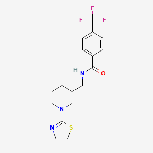 molecular formula C17H18F3N3OS B2540792 N-{[1-(1,3-thiazol-2-yl)piperidin-3-yl]methyl}-4-(trifluoromethyl)benzamide CAS No. 1706284-35-6