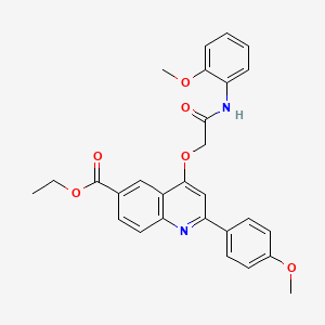 molecular formula C28H26N2O6 B2540793 ethyl 2-(4-methoxyphenyl)-4-{[(2-methoxyphenyl)carbamoyl]methoxy}quinoline-6-carboxylate CAS No. 1114646-83-1