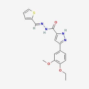 (E)-3-(4-ethoxy-3-methoxyphenyl)-N'-(thiophen-2-ylmethylene)-1H-pyrazole-5-carbohydrazide
