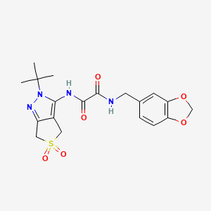 molecular formula C19H22N4O6S B2540814 N'-[(2H-1,3-benzodioxol-5-yl)methyl]-N-{2-tert-butyl-5,5-dioxo-2H,4H,6H-5lambda6-thieno[3,4-c]pyrazol-3-yl}ethanediamide CAS No. 899995-12-1