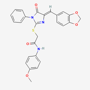 molecular formula C26H21N3O5S B2540887 2-{[(4Z)-4-[(2H-1,3-benzodioxol-5-yl)methylidene]-5-oxo-1-phenyl-4,5-dihydro-1H-imidazol-2-yl]sulfanyl}-N-(4-methoxyphenyl)acetamide CAS No. 326004-15-3