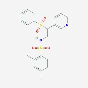 molecular formula C21H22N2O4S2 B254091 N-[2-(BENZENESULFONYL)-2-(PYRIDIN-3-YL)ETHYL]-2,4-DIMETHYLBENZENE-1-SULFONAMIDE 