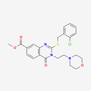molecular formula C23H24ClN3O4S B2540956 METHYL 2-{[(2-CHLOROPHENYL)METHYL]SULFANYL}-3-[2-(MORPHOLIN-4-YL)ETHYL]-4-OXO-3,4-DIHYDROQUINAZOLINE-7-CARBOXYLATE CAS No. 443350-10-5