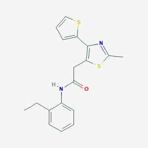 molecular formula C18H18N2OS2 B254097 N-(2-ETHYLPHENYL)-2-[2-METHYL-4-(THIOPHEN-2-YL)-1,3-THIAZOL-5-YL]ACETAMIDE 