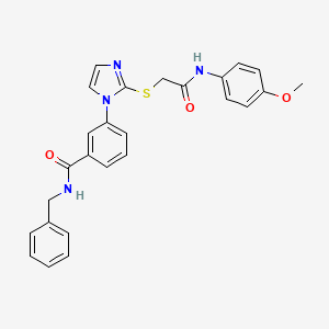 molecular formula C26H24N4O3S B2541004 N-benzyl-3-[2-({[(4-methoxyphenyl)carbamoyl]methyl}sulfanyl)-1H-imidazol-1-yl]benzamide CAS No. 1115403-33-2