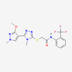 2-((5-(3-methoxy-1-methyl-1H-pyrazol-4-yl)-4-methyl-4H-1,2,4-triazol-3-yl)thio)-N-(2-(trifluoromethyl)phenyl)acetamide