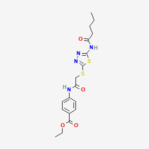 Ethyl 4-[[2-[[5-(pentanoylamino)-1,3,4-thiadiazol-2-yl]sulfanyl]acetyl]amino]benzoate