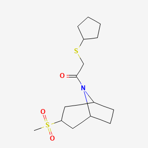2-(cyclopentylthio)-1-((1R,5S)-3-(methylsulfonyl)-8-azabicyclo[3.2.1]octan-8-yl)ethanone
