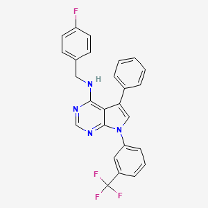 molecular formula C26H18F4N4 B2541030 N-[(4-fluorophenyl)methyl]-5-phenyl-7-[3-(trifluoromethyl)phenyl]-7H-pyrrolo[2,3-d]pyrimidin-4-amine CAS No. 477236-68-3