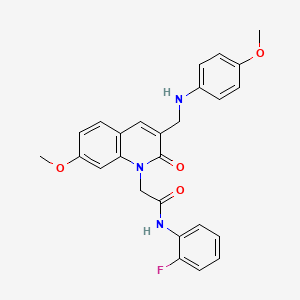 molecular formula C26H24FN3O4 B2541095 N-(2-fluorophenyl)-2-(7-methoxy-3-{[(4-methoxyphenyl)amino]methyl}-2-oxo-1,2-dihydroquinolin-1-yl)acetamide CAS No. 932358-68-4
