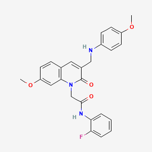molecular formula C26H24FN3O4 B2541095 N-(2-fluorophenyl)-2-(7-methoxy-3-(((4-methoxyphenyl)amino)methyl)-2-oxoquinolin-1(2H)-yl)acetamide CAS No. 932358-68-4