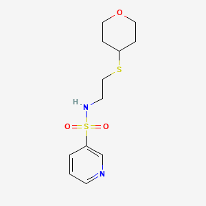 molecular formula C12H18N2O3S2 B2541173 N-[2-(oxan-4-ylsulfanyl)ethyl]pyridine-3-sulfonamide CAS No. 2034485-03-3