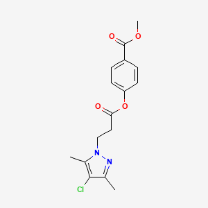 molecular formula C16H17ClN2O4 B2541218 methyl 4-{[3-(4-chloro-3,5-dimethyl-1H-pyrazol-1-yl)propanoyl]oxy}benzoate CAS No. 890596-87-9