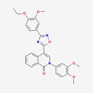 molecular formula C28H25N3O6 B2541237 2-(3,4-dimethoxyphenyl)-4-[3-(4-ethoxy-3-methoxyphenyl)-1,2,4-oxadiazol-5-yl]-1,2-dihydroisoquinolin-1-one CAS No. 1207012-41-6