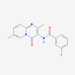 molecular formula C17H14FN3O2 B2541240 N-(2,7-dimethyl-4-oxo-4H-pyrido[1,2-a]pyrimidin-3-yl)-3-fluorobenzamide CAS No. 941876-20-6