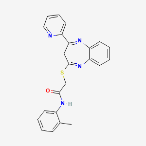 molecular formula C23H20N4OS B2541251 N-(2-methylphenyl)-2-{[4-(pyridin-2-yl)-3H-1,5-benzodiazepin-2-yl]sulfanyl}acetamide CAS No. 1251606-79-7