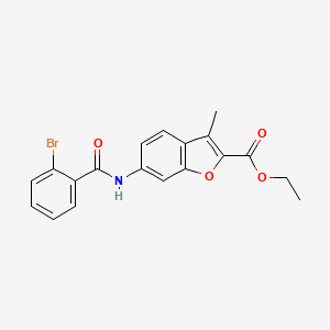 molecular formula C19H16BrNO4 B2541295 Ethyl 6-(2-bromobenzamido)-3-methylbenzofuran-2-carboxylate CAS No. 923156-71-2