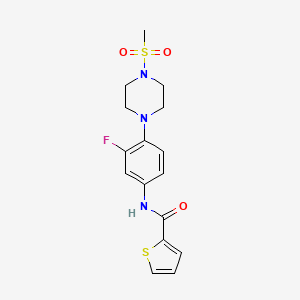 molecular formula C16H18FN3O3S2 B2541332 N-{3-fluoro-4-[4-(methylsulfonyl)piperazino]phenyl}-2-thiophenecarboxamide CAS No. 478260-24-1