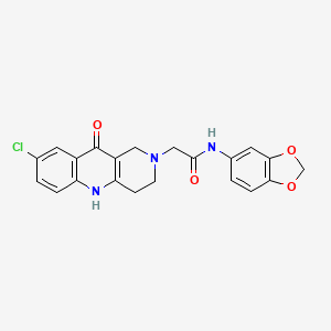 molecular formula C21H18ClN3O4 B2541335 N-(benzo[d][1,3]dioxol-5-yl)-2-(8-chloro-10-oxo-3,4-dihydrobenzo[b][1,6]naphthyridin-2(1H,5H,10H)-yl)acetamide CAS No. 1251550-76-1