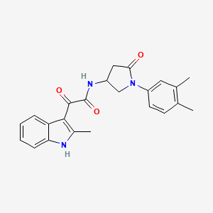 molecular formula C23H23N3O3 B2541341 N-[1-(3,4-dimethylphenyl)-5-oxopyrrolidin-3-yl]-2-(2-methyl-1H-indol-3-yl)-2-oxoacetamide CAS No. 896371-77-0