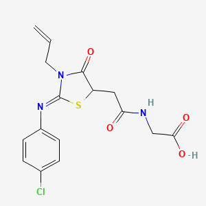 2-[[2-[2-(4-chlorophenyl)imino-4-oxo-3-prop-2-enyl-1,3-thiazolidin-5-yl]acetyl]amino]acetic Acid