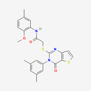 2-{[3-(3,5-dimethylphenyl)-4-oxo-3,4-dihydrothieno[3,2-d]pyrimidin-2-yl]sulfanyl}-N-(2-methoxy-5-methylphenyl)acetamide
